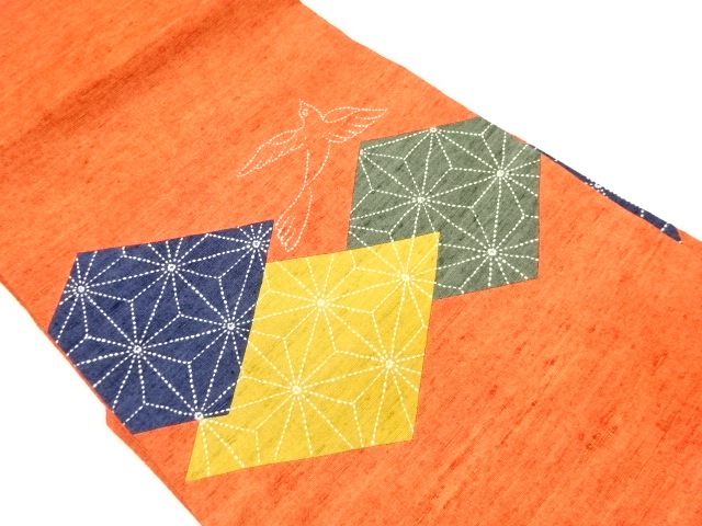 JAPANESE KIMONO / VINTAGE NAGOYA OBI / TSUMUGI / SASHIKO / BIRD & ASANOHA